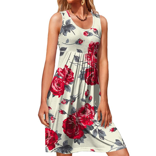 flowersverse Women's Casual Dress Sheath Dress Floral Dress Mini Dress Black White Red Sleeveless Graphic Print Winter Fall Spring Cold Shoulder Romantic Daily Vacation Fall Dress  S M L XL 2XL