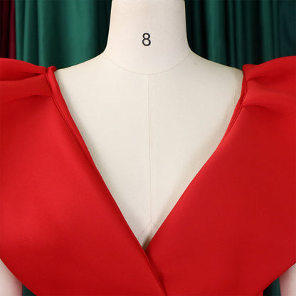 flowersverse Women's Deep V Neck Sexy Swing Formal Party Dress
