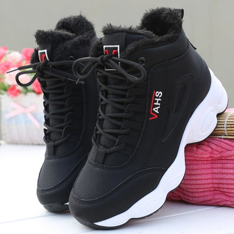 flowersverse New Autumn Sneakers Woman Vulcanized Shoes Suede Female PU Leather Outdoor Lace-Up Plus Hair Thicken Sneakers Women