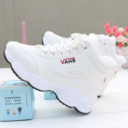 flowersverse New Autumn Sneakers Woman Vulcanized Shoes Suede Female PU Leather Outdoor Lace-Up Plus Hair Thicken Sneakers Women