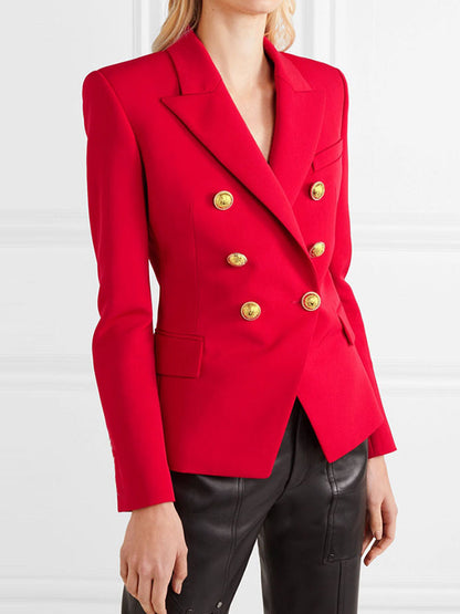 flowersverse Buttoned Long Sleeves Notched Collar Outerwear Blazer