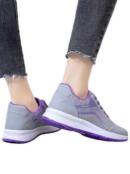 flowersverse Mesh Panel Contrasting Color Breathable Lightweight Sneakers