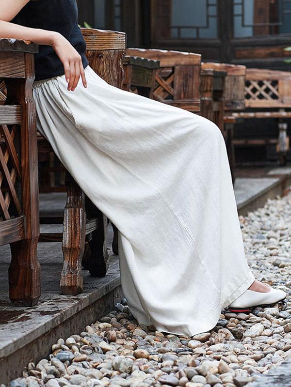 flowersverse Loose Wide-leg Linen Pants