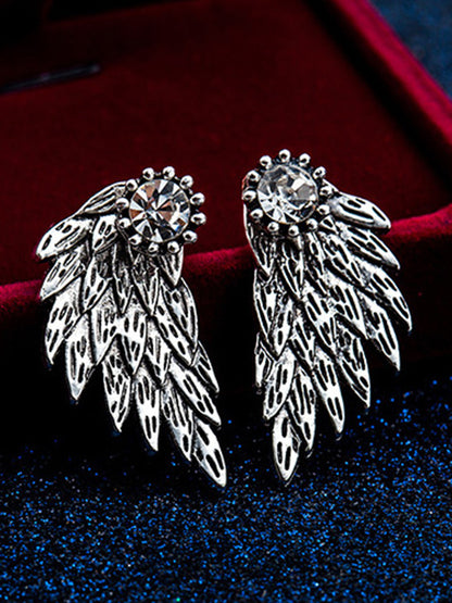 flowersverse Original Rhinestone Wings Shape Earrings