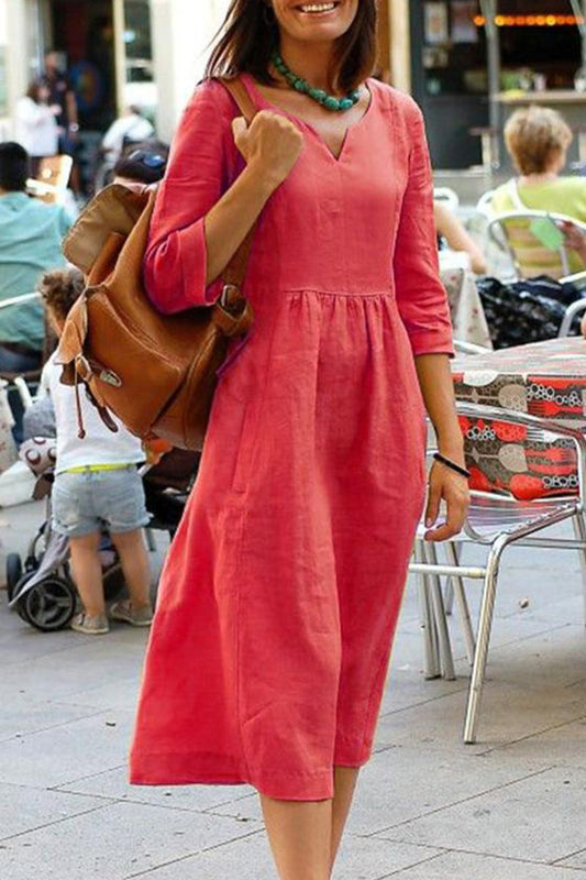 flowersverse Casual Simplicity Solid Solid Color V Neck One Step Skirt Dresses