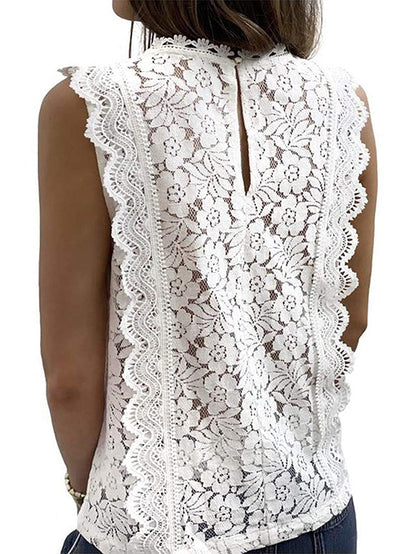 flowersverse Original Lace Solid Color Loose Vest Top