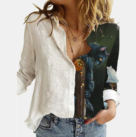 flowersverse 5XL 3D Digital Portrait Letter Printing Casual Women Blouse Oversized Spring Autumn Loose Button Cardigan Long Ladies Shirt New