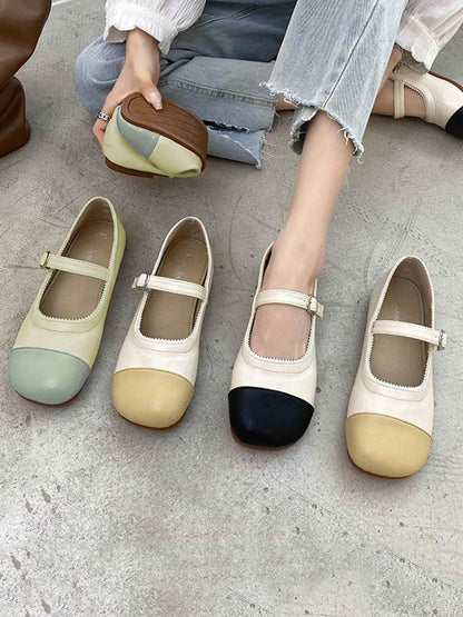 flowersverse Leisure Fashion Contrast Color Split-Joint Flat Heel Loafer Shoes