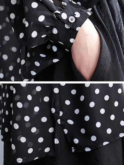 flowersverse Original Casual Polka-Dot Blouse