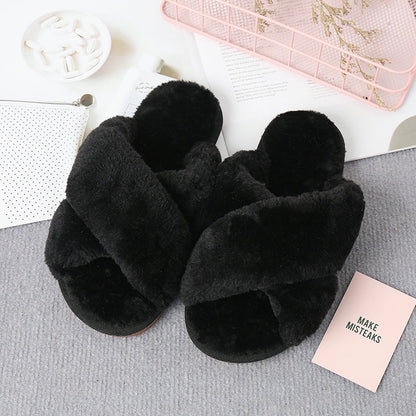 flowersverse Home Sweet Home Faux Fur Slippers