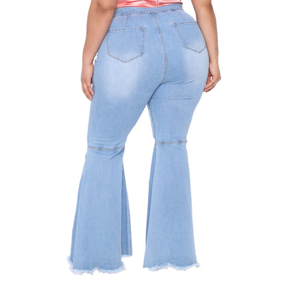 flowersverse Fashion Slim Fit Wide Leg Sexy Plus Size Flared Jeans