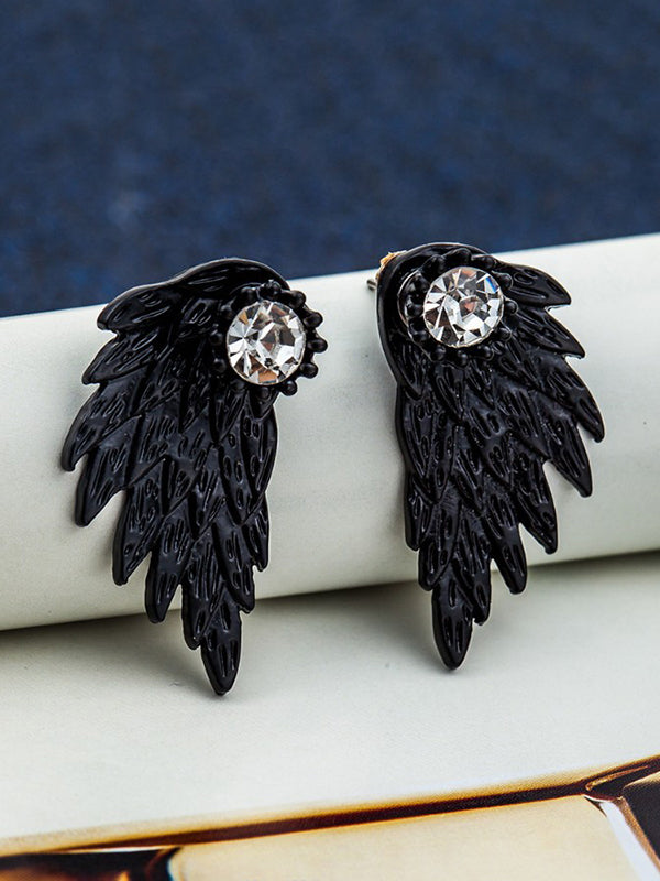 flowersverse Original Rhinestone Wings Shape Earrings