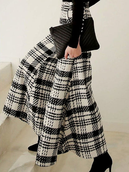 flowersverse Urban Wide Leg Loose Plaid Mid Waist Pants