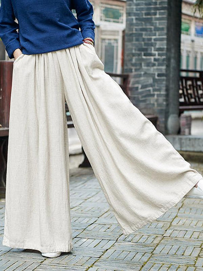 flowersverse Loose Wide-leg Linen Pants