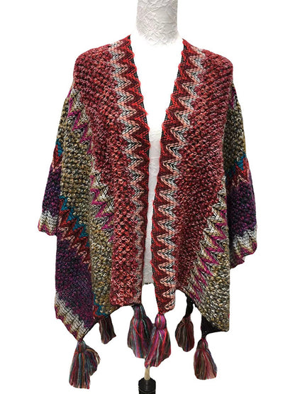 flowersverse Casual Loose Patchwork Shawl&Cloak