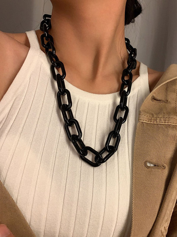 flowersverse Simple Punk Solid Color Geometric Necklaces