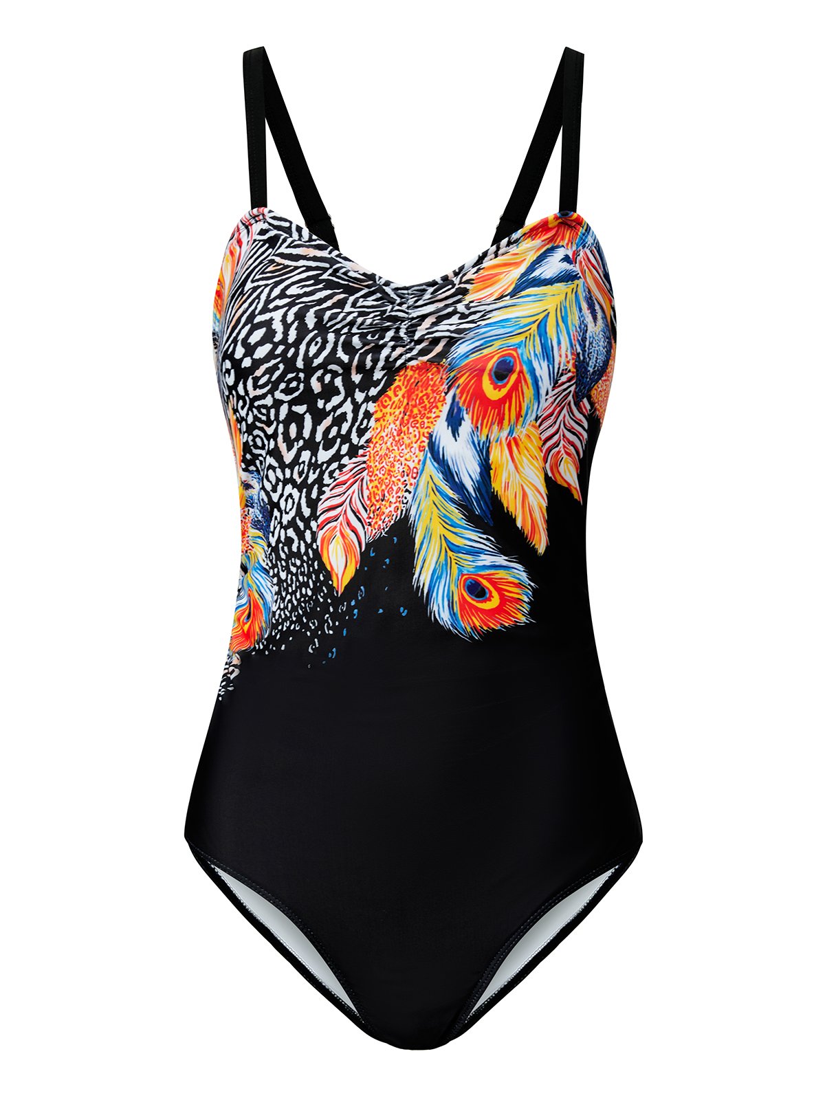 flowersverse Vacation Ethnic Printing Scoop Neck One-Piece Swimsuit