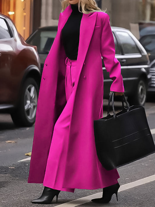 flowersverse Long Sleeves Solid Color Notched Collar Blazer Coats