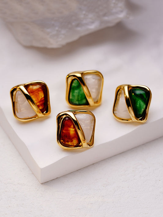 flowersverse Contrast Color Geometric Earrings Accessories