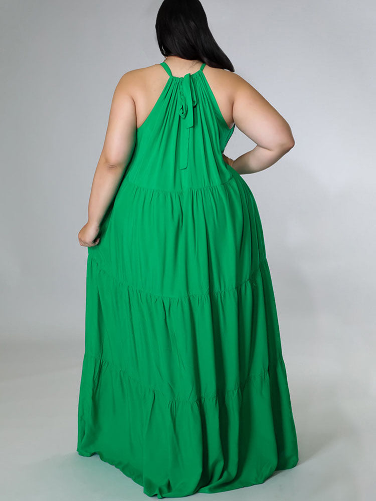 flowersverse Plus Size Sleeveless Ruched Maxi Dresses