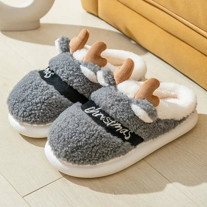 flowersverse Christmas Shoes Winter Home Slippers Elk Soft Cozy Bedroom Slipper Slip On House Shoes