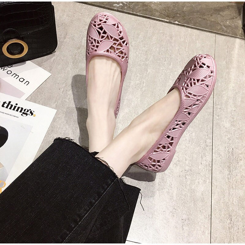 flowersverse Women Hollow Summer Sandals Ladies Cool Breathable Flats Shoes Female Slip On Elegants Light Comfortable Shoes Shoe