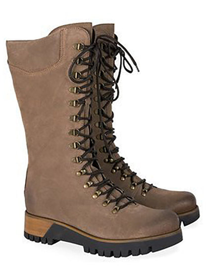 flowersverse Retro Suede Zipper Martin Combat Boots