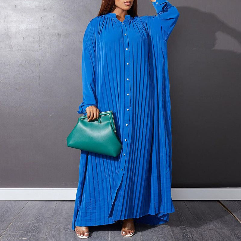 flowersverse Plus Size Women Summer Loose Casual Pleated Dress