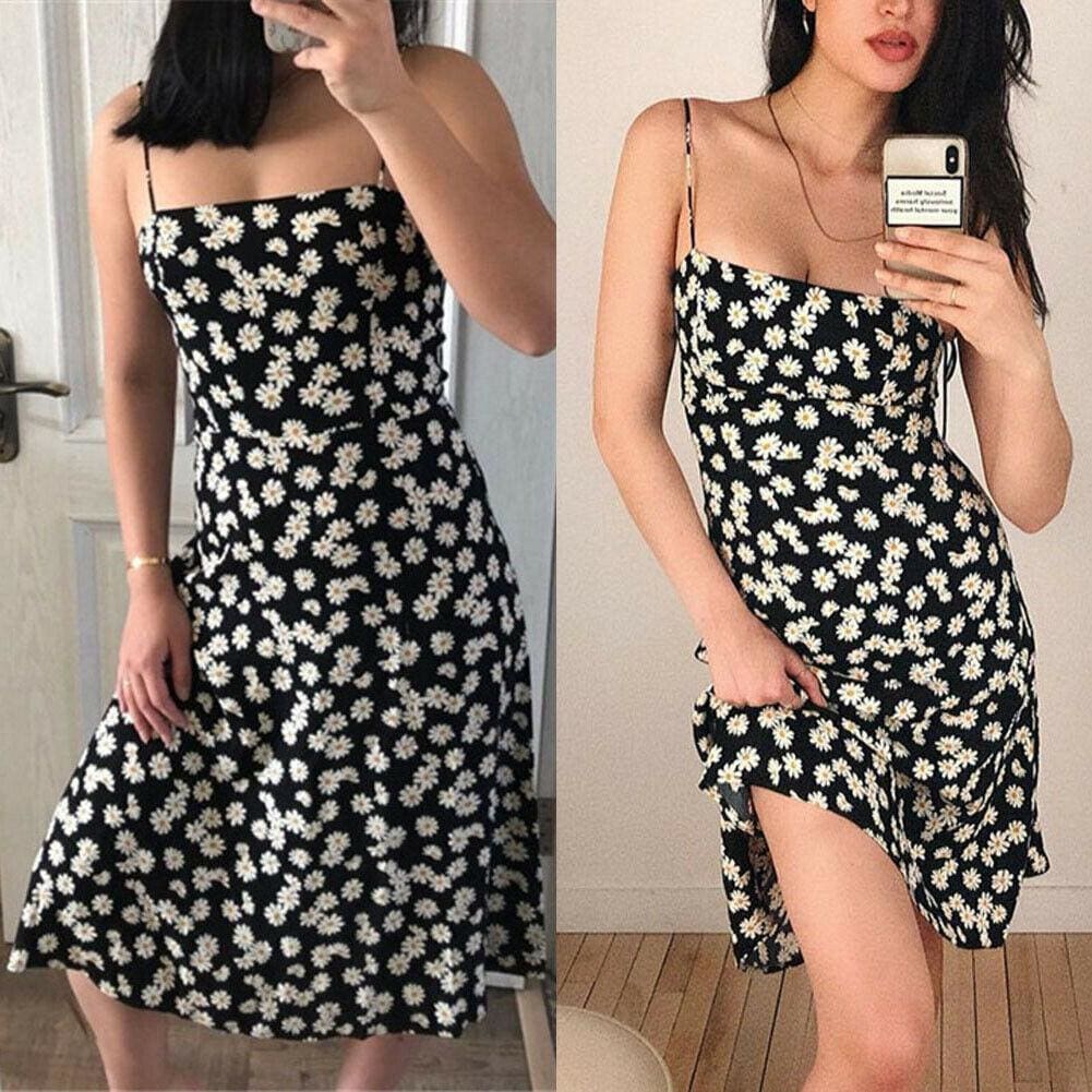 flowersverse Floral Short Mini Dress Ladies Casual Sleeveless Sundress