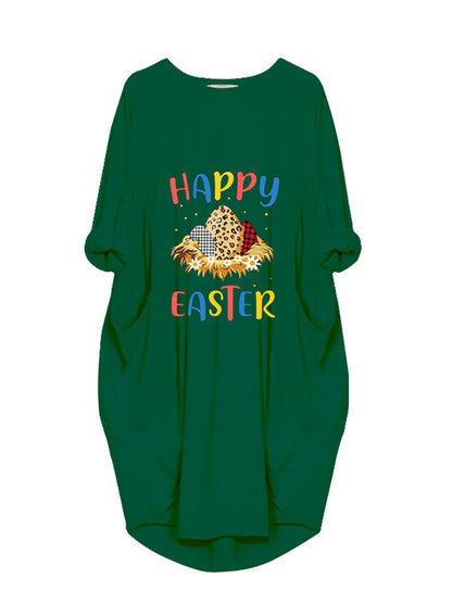 flowersverse Plus Size Easter Long Sleeves Rabbit Midi Dresses