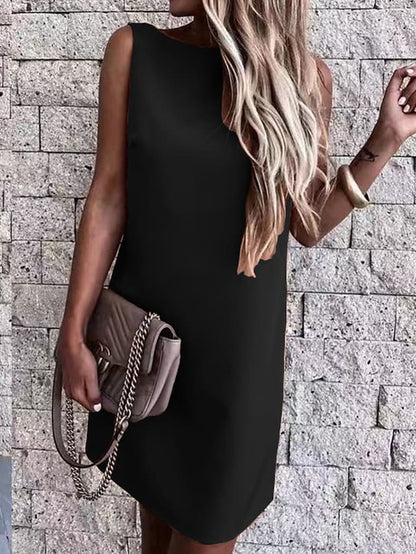 flowersverse Women's Casual Dress Tank Dress Loose Dress Plain Backless Crew Neck Midi Dress Active Fashion Outdoor Daily Sleeveless Regular Fit Black Wine Khaki Spring Summer S M L XL XXL