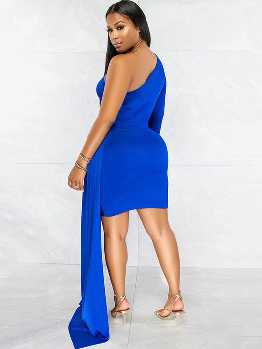 flowersverse One Shoulder Ruched Bodycon Mini Dresses