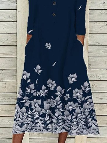 flowersverse V Neck Holiday A-Line Dress