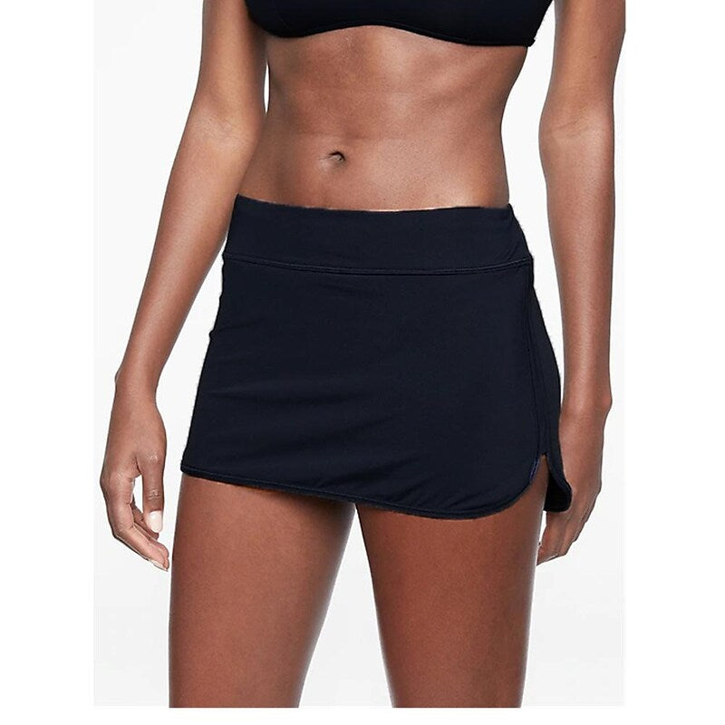 flowersverse Women's Swimwear Bikini Bottom Normal Swimsuit Quick Dry Solid Color Black Navy Blue Grey Bathing Suits Sports Summer