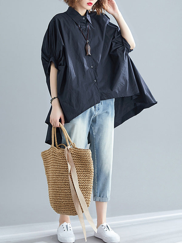 flowersverse Irregular High-Low Oversize Batwing Sleeve Shirt