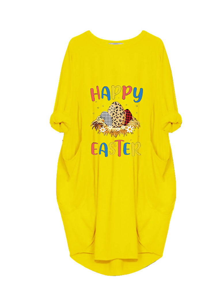 flowersverse Plus Size Easter Long Sleeves Rabbit Midi Dresses