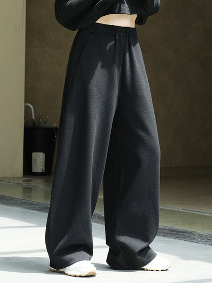 flowersverse Casual Wide Leg Loose Solid Color Pants