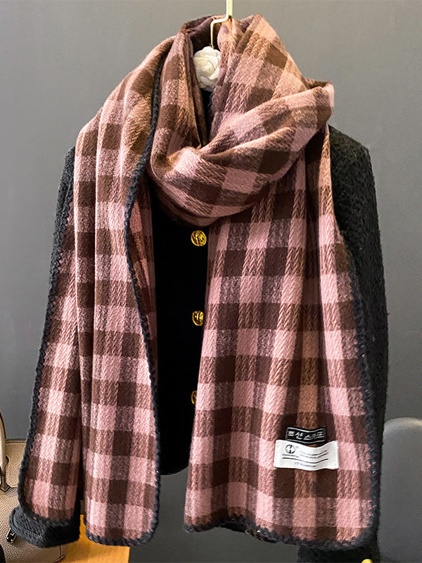 flowersverse Vintage Imitated Cashmere Plaid Shawl&Scarf