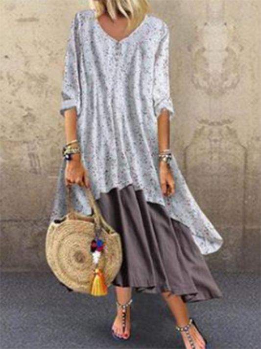 flowersverse zolucky V Neck Women Weaving Dress A-Line Going Out Boho Cotton Weaving Dress