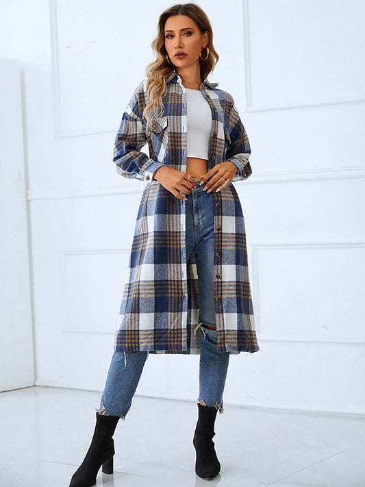 flowersverse Casual Loose Plaited Lapel Collar Coat