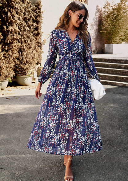 flowersverse Christabel Floral Printed Maxi Dress - Navy