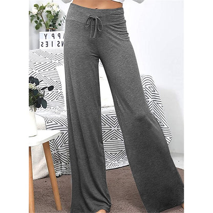 flowersverse Women's Plus Size Loungewear Pants Nighty 1 PCS Pure Color Fashion Simple Comfort Home Daily Vacation Cotton Breathable Long Pant Elastic Waist Basic Spring Summer Black Wine