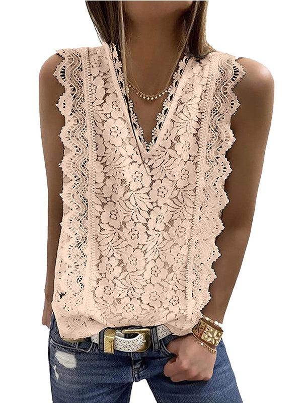 flowersverse Original Lace Solid Color Loose Vest Top