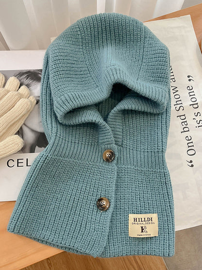 flowersverse Simple Buttoned Keep Warm Solid Color Hats&Caps