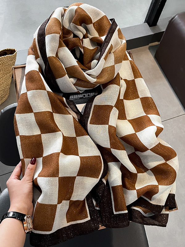 flowersverse Simple Fashion Contrast Color Plaid Printed Scarf