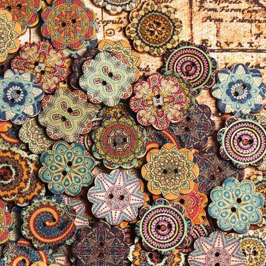 flowersverse About 100Pcs Multi-Color Wooden Buttons