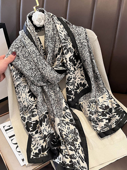 flowersverse Chic Printed Silk Imitation Warm Shawl&Scarf