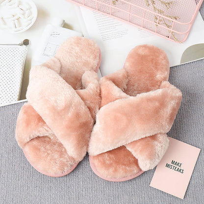 flowersverse Home Sweet Home Faux Fur Slippers