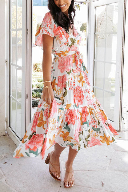 flowersverse Melody of Summer Floral Ruffle Midi Dress