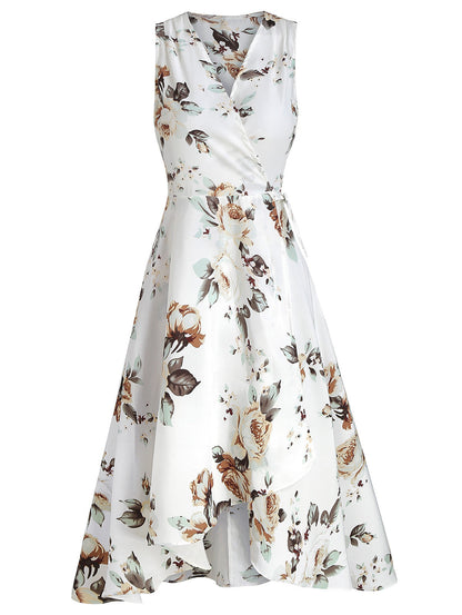 flowersverse Women'S V-Neck A-Line Skirt Dress